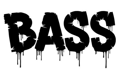 Obraz premium Bold Graffiti Style Text 'BASS' with Dripping Paint Effect on Isolated White Background, Urban Street Art Word Bass, Music or Sound Concept