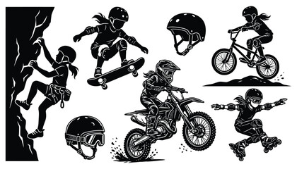 Girls active lifestyle and outdoor sports illustration collection © 777SKYLABS
