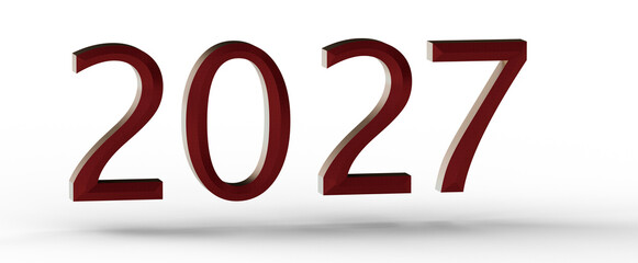 3D rendered year 2027 illustration. Suitable for concepts like new year, future, planning, and events. Perfect for vario