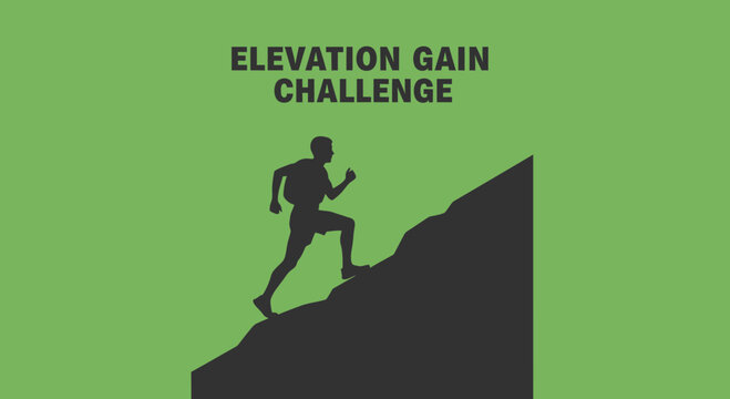 Elevation Gain Challenge: Athletic Silhouette Scaling a Steep Terrain on a Green Backdrop
