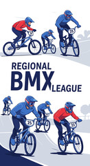 Fototapeta premium Energetic BMX Racers Compete in the Regional League: Dynamic Cycling Action and Speed