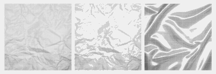 Fototapeta premium White Gray Texture Background Set Vector with Crumpled Paper Foil and Silk Satin Fabric Surfaces for Design Templates