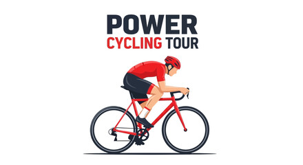 Naklejka premium Energetic Cyclist Promoting a Power Cycling Tour with a Modern and Vibrant Design