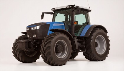 Obraz premium Blue Tractor on White Background - A Powerful Agricultural Machine.