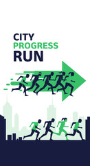 Fototapeta premium Energetic Runners Embark On a City Marathon Symbolizing Progress and Urban Development Goals