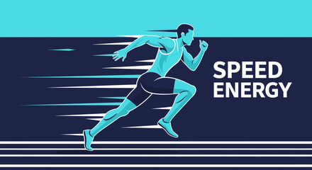 Obraz premium Energetic Sprinter Showing Speed and Stamina, Illustrating Movement and Athleticism