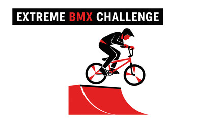 Fototapeta premium Extreme BMX Challenge: A Dynamic Illustration of Bicycle Stunt Action and Competitive Spirit