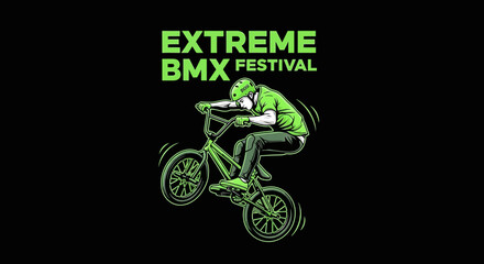Fototapeta premium Extreme BMX Festival Illustration Depicting a Rider Performing a Stunt in a Dynamic and Artistic