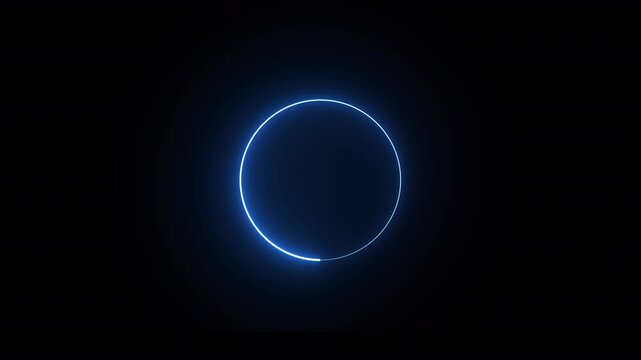 loading circle glowing animation downloading processing preloded interface buffering neon light circle frame rotation loading in black background with alpha channel 