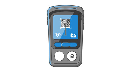 Handheld PDA Scanner Scanning QR Code Illustration © Basecamp