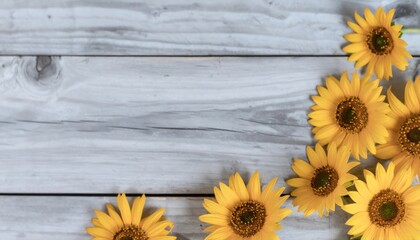 Obraz premium Bright Sunflowers on Weathered Wood - A Cheerful Floral Arrangement.
