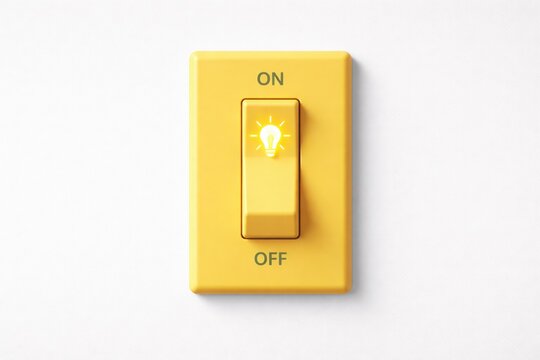 Innovation idea concept with glowing light bulb switch turned on representing creativity technology and AI automation