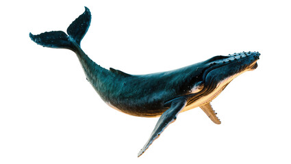 Obraz premium Isolated majestic humpback whale swimming gracefully underwater, powerful marine animal