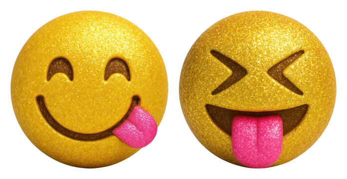 PNG Playful glitter emoji expressions on transparent background