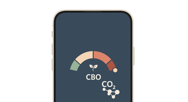 Carbon dioxide level indicator on screen.