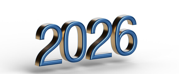 3D rendered illustration featuring the year 2026 in a metallic, eye-catching design, suitable for...