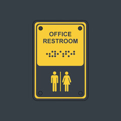 Office Restroom Sign: Navigational Symbol Indicating Universal Access and Facility Directions
