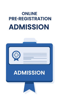 Online Pre-Registration Admission Sign Illustrating Medical Enrollment And Application Process