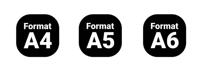 Obraz premium Paper Format Icons Set – A4 A5 A6 Document Size Symbols