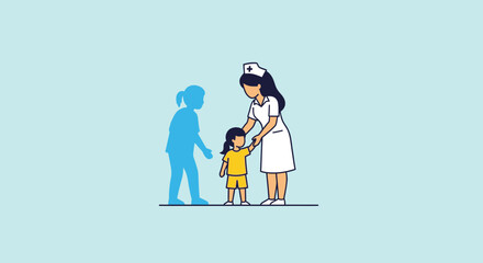 Fototapeta premium Pediatric Healthcare: A Nurse Guiding a Child Towards A Healthier Future
