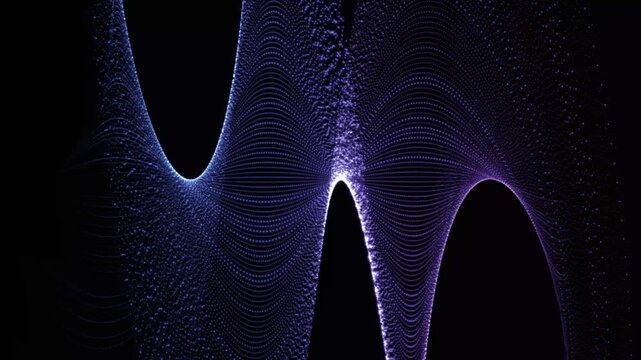 Technology black and white digital network wave background concept.Beautiful motion waving dots information texture with glowing defocused particles. Cyber or technology background.