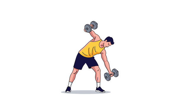Strong man performing bent-over dumbbell rows as part of his strength training routine in a minimalist setting.