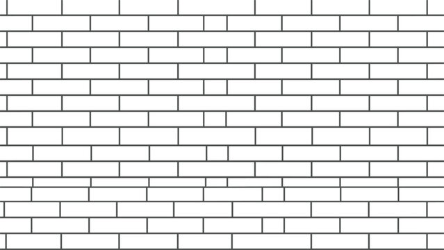 Seamless repeating pattern of a clean white brick wall with gray mortar lines for architectural background design.