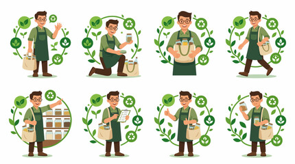 Eco Friendly Man Lifestyle Diverse Poses