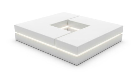 Naklejka premium Modern white sectional sofa with led lights isolated on white background for living room furniture design