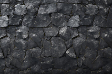Fototapeta premium Processed collage of black stony asphalt surface texture. Background for banner, backdrop.