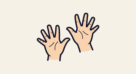 Obraz premium Cartoon illustration of two light-skinned hands with fingers spread against a plain background
