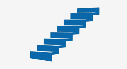 Fototapeta premium A simple graphic illustration of a blue staircase ascending diagonally against a plain white background