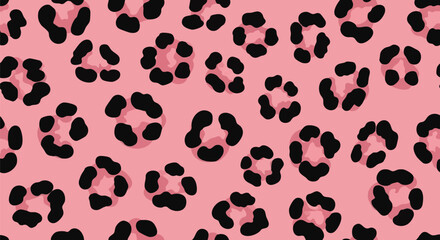 Fototapeta premium Pink leopard print pattern vector background