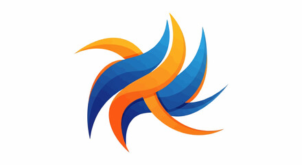 Obraz premium Abstract intertwined blue and orange wavy shapes forming a dynamic, stylized graphic on white background