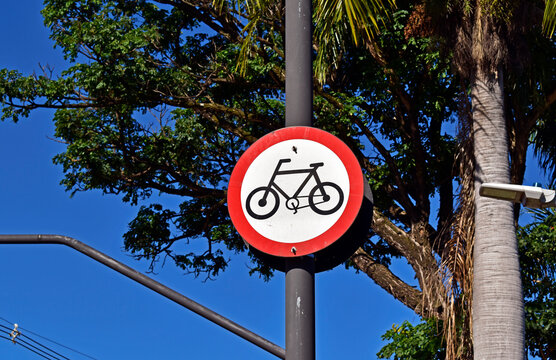 Bike sign on street in Belo Horizonte, Minas Gerais, Brazil