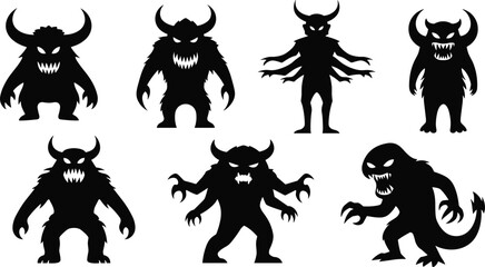 Obraz premium Vector set of black animal silhouettes including wild animals and pets in simple illustration style