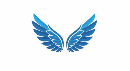 Obraz premium Stylized pair of blue wings with gradient shades and subtle brush texture on a white background