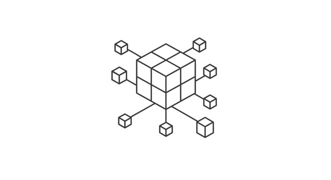 Network of cubes connected structure.