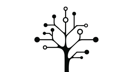 Vector circuit tree icon, black and white © Antora