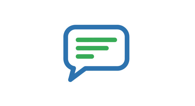 Blue speech bubble with lines.