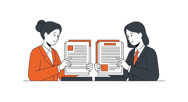Professional Women Reviewing Documents, Examining Reports, and Assessing Information Carefully