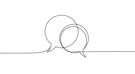 Obraz premium Two overlapping speech bubbles continuous line drawing icon