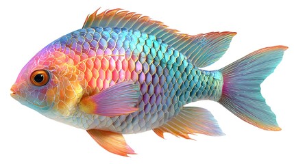 Fototapeta premium Vibrant Rainbow Colored Tropical Fish Swimming in Clear Water.