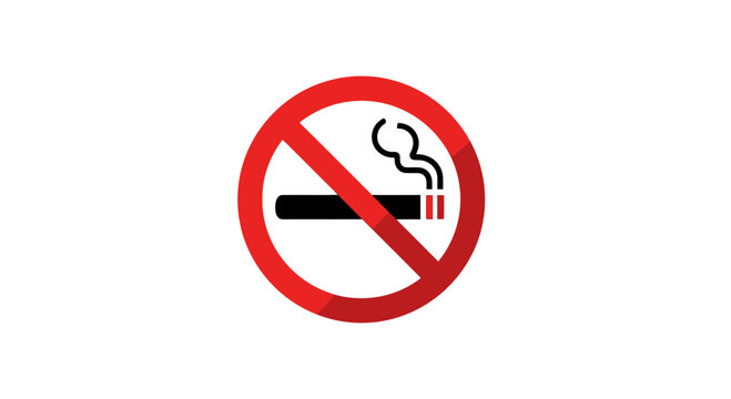 Prohibition Symbol Of Smoking Cigarette Representing Anti-Smoking And Healthcare Awareness