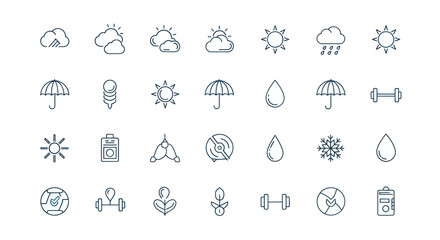 Obraz premium Weather icons set vector illustration
