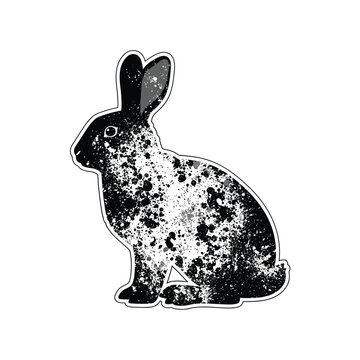 Vector of a rabbit with a textured splattered pattern on its body