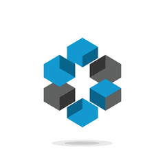 Obraz premium A group of blue and gray cubes.