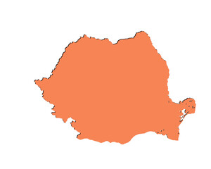 Obraz premium Map of Romania, sign silhouette. World Map Globe. Vector Illustration isolated on white background. Europe continent.