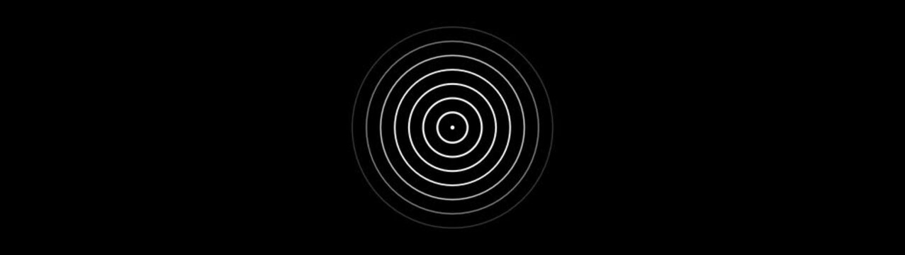 Animation of circular electric wave spreading with transparent channel. Radio Waves in Circle Form, Radio wave signal animated background. Technology radio waves signal icon animation. Radar icon