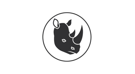 Fototapeta premium Black and White Rhino Head Illustration.